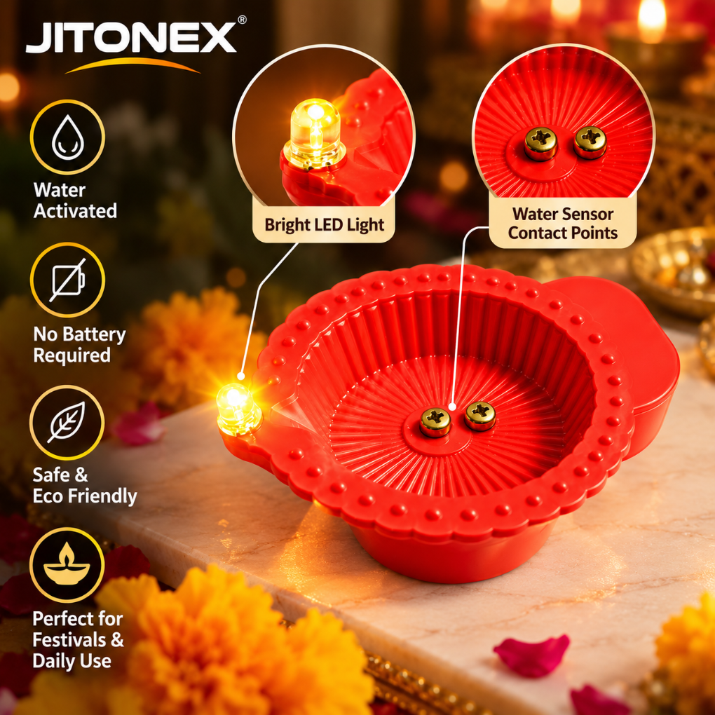 Water Sensor Contact Points & Bright LED Flame – close up detail